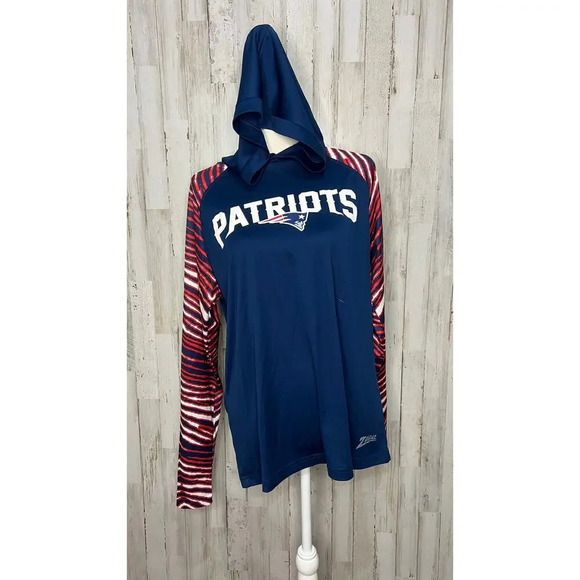NFL New England Patriots Men's Small Lightweight Hoodie Navy Viper Print Sleeves - Picture 1 of 5